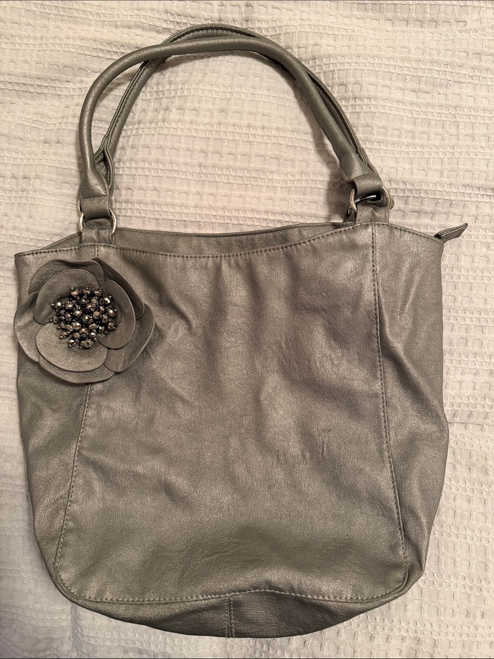 Maurices Silver Floral Accent Shoulder Tote